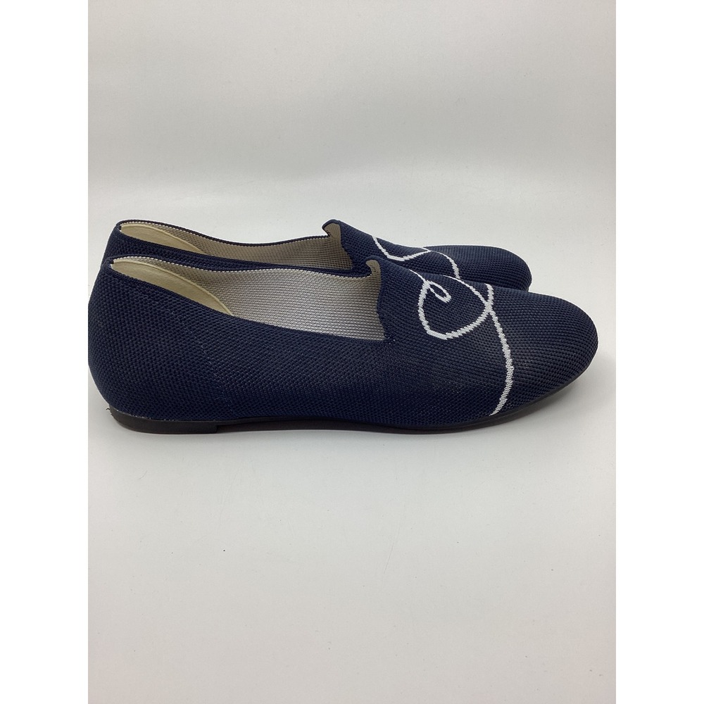 Serra Navy Blue Knit Heart Graphic Slip On Loafers Flats Womens Size 8 - Picture 2 of 7